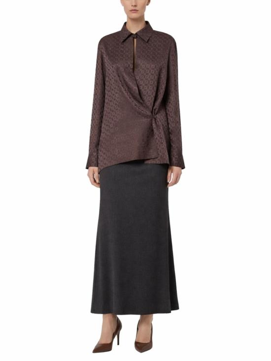  펜디 실크 FF 자카드 셔츠 FS8287 AUQGF1T6H Brown - FENDI
