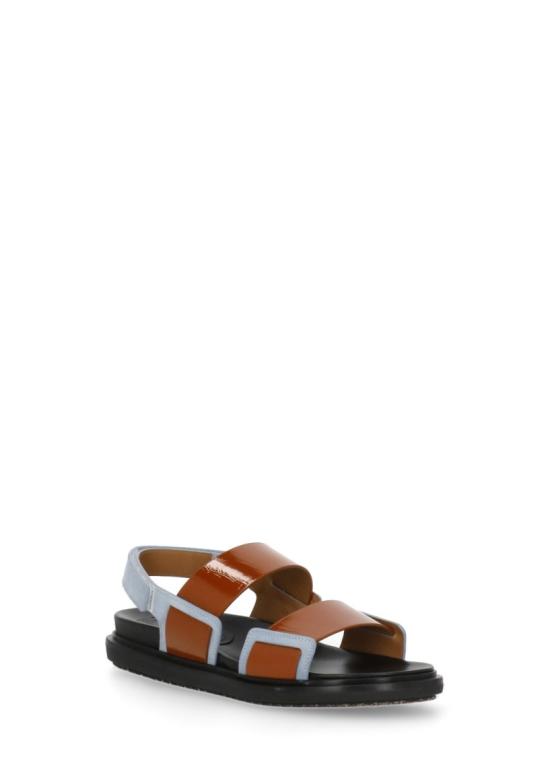 26SS 마르니 퍼스벨트 레더 더블 스트랩 샌들 FBMS018001P7615ZP083 Brown - MARNI