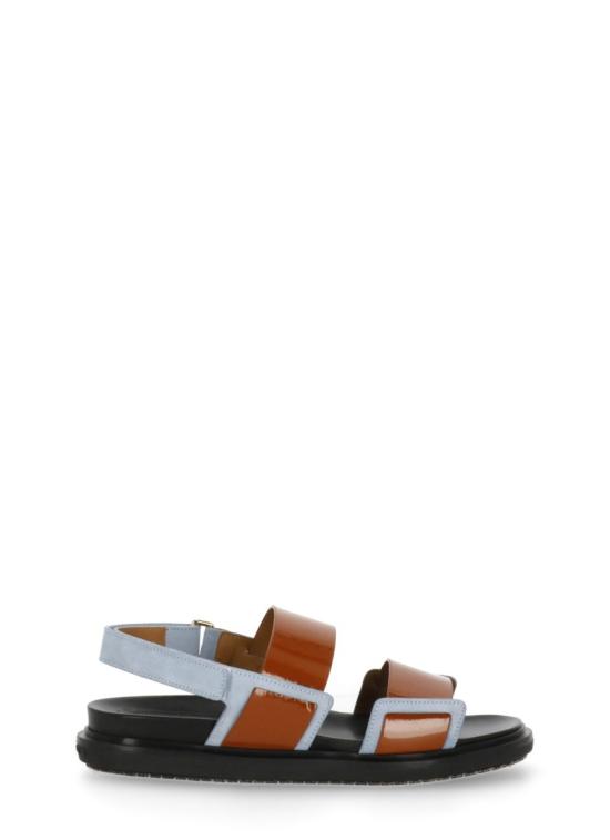 26SS 마르니 퍼스벨트 레더 더블 스트랩 샌들 FBMS018001P7615ZP083 Brown