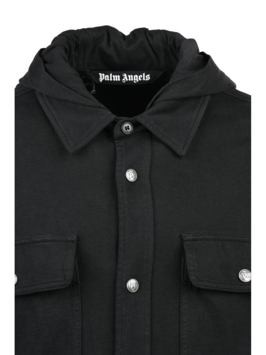 25FW 팜앤젤스 긴팔 셔츠 검정색 면 후드티 - PALM ANGELS