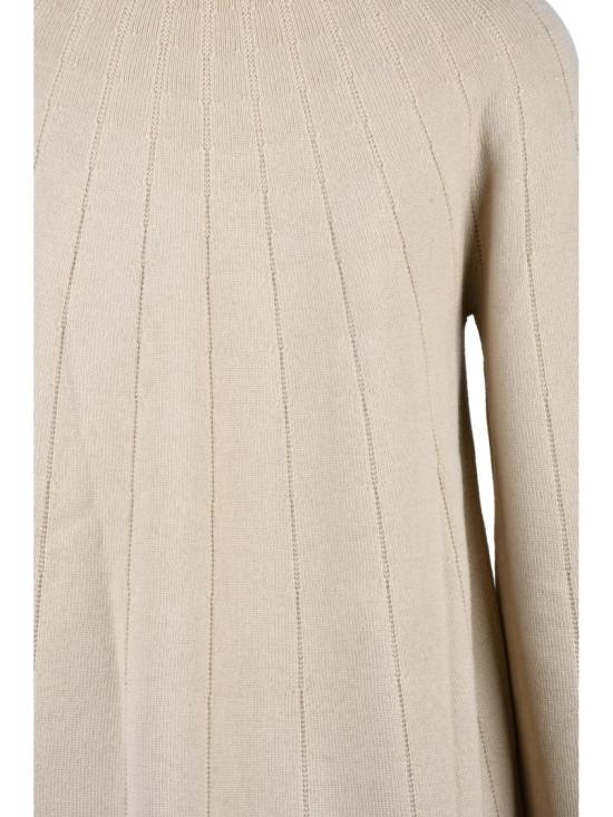 25FW MM 바이 막스마라 터틀넥 하이넥과 골지 질감이 돋보이는 플레어 니트 탑 - MM BY MAX MARA