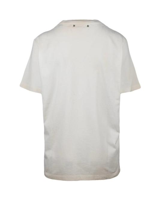 25FW 골든구스 반팔 티셔츠 흰색 면 소재 꽃무늬 티셔츠 - GOLDEN GOOSE