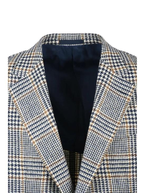 25FW 카루소 수트 자켓 독특한 체크무늬가 돋보이는 둥근 형태의 울 재킷 - CARUSO