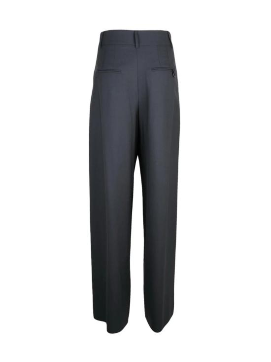 25FW 마렐라 모노크롬 스트레이트 팬츠 하이웨이스트 주름 장식이 있는 회색 울 소재 팔라초 - MARELLA MONOCHROME