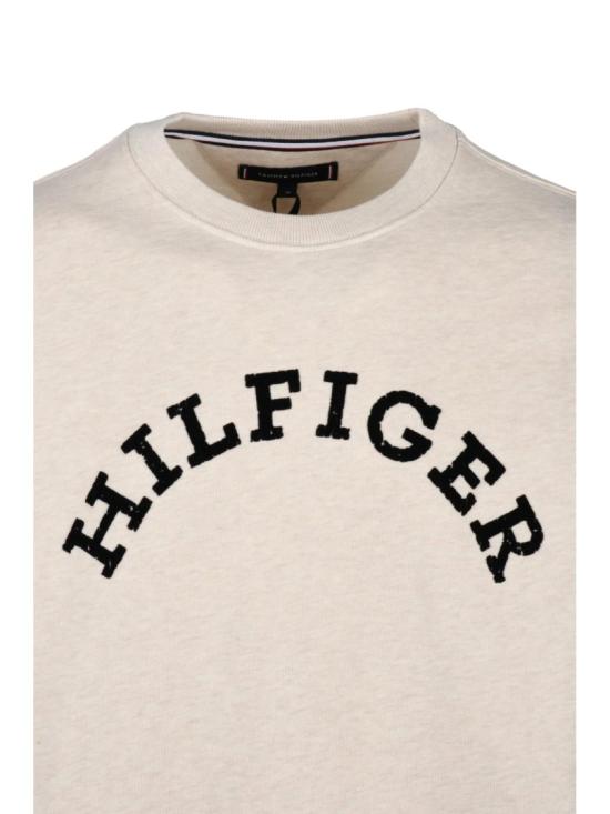 25SS 타미힐피거 탑 크림색 면 크루넥 스웨트셔츠 - TOMMY HILFIGER