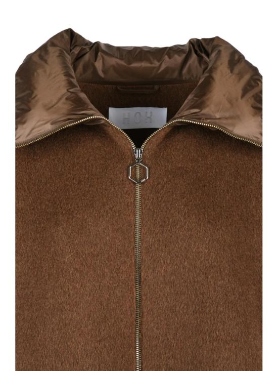 25FW 혹스 코트 박시한 실루엣의 울과 카멜 혼방  (패딩 장식 포함) - HOX