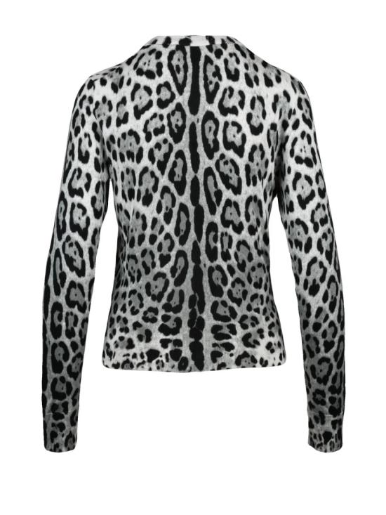 25FW 돌체앤가바나 긴팔 티셔츠 레오파드 프린트 실크 언더레이어 , 슬림핏 실루엣 - DOLCE & GABBANA