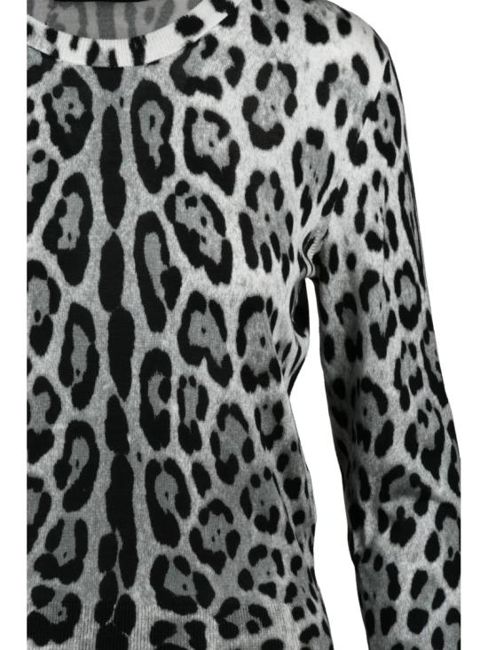 25FW 돌체앤가바나 긴팔 티셔츠 레오파드 프린트 실크 언더레이어 , 슬림핏 실루엣 - DOLCE & GABBANA
