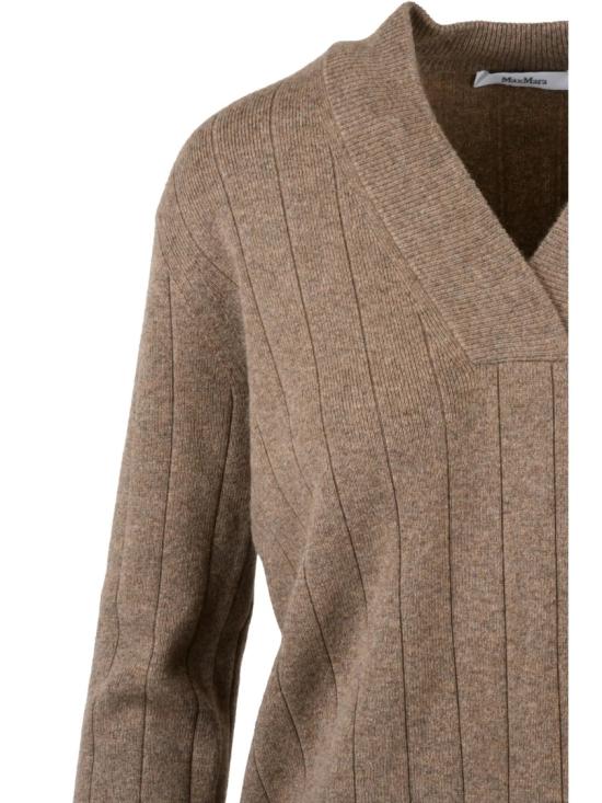 25FW 막스마라 스웨터 브이넥 캐시미어 스웨터 (골지 니트 소재) - MAX MARA