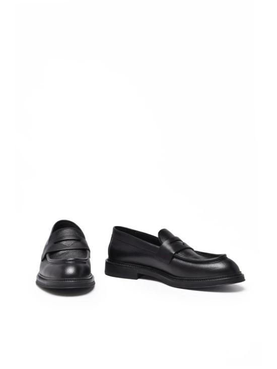25FW 엠포리오 아르마니 로퍼 블랙 해머드 가죽 페니 - EMPORIO ARMANI