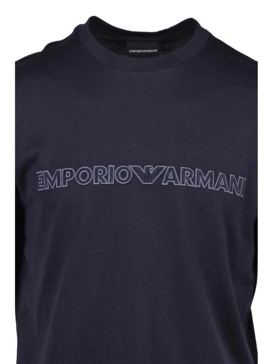  엠포리오 아르마니 반팔 티셔츠 톤온톤 로고가 있는 클래식 크루넥 티셔츠 - EMPORIO ARMANI
