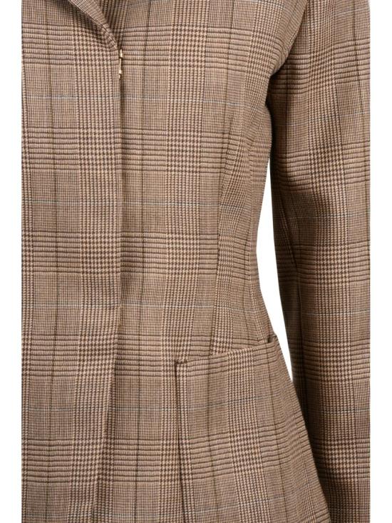 25FW 마렐라 수트 자켓 브라운 버진 울 체크 블레이저 - MARELLA