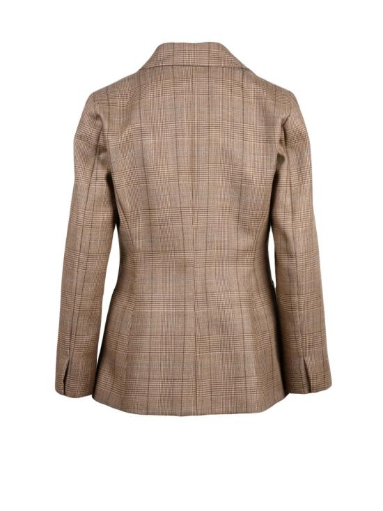 25FW 마렐라 수트 자켓 브라운 버진 울 체크 블레이저 - MARELLA