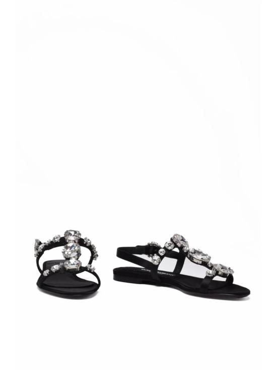 25FW 돌체앤가바나 샌들 블랙 새틴 크리스탈 - DOLCE & GABBANA