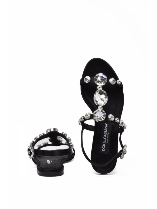 25FW 돌체앤가바나 샌들 블랙 새틴 크리스탈 - DOLCE & GABBANA