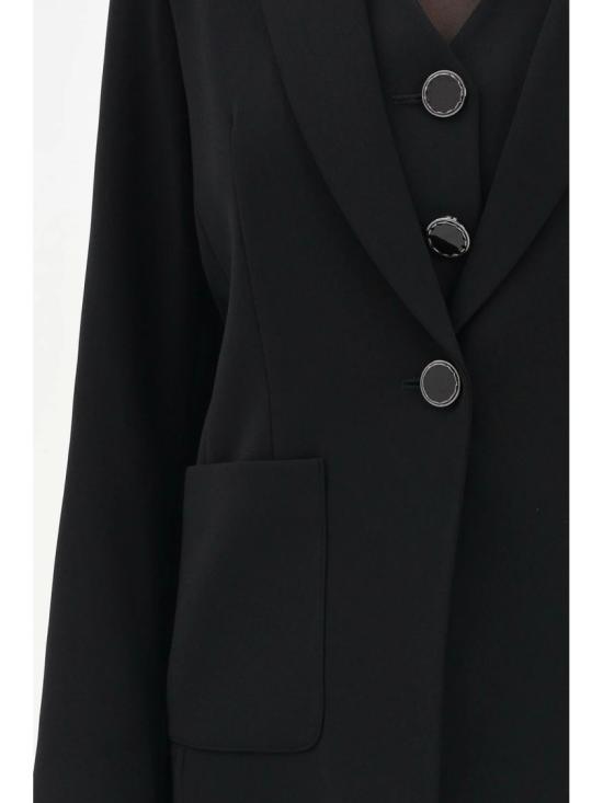 25FW 알마니 수트 자켓 블랙 폴리에스터 테일러드 블레이저 - ARMANI