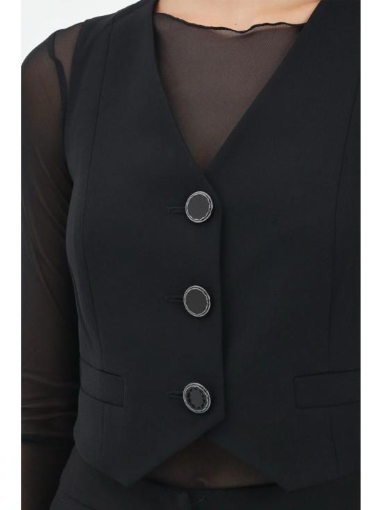 25FW 알마니 베스트 검정색 폴리에스터 슬림핏 조끼 - ARMANI