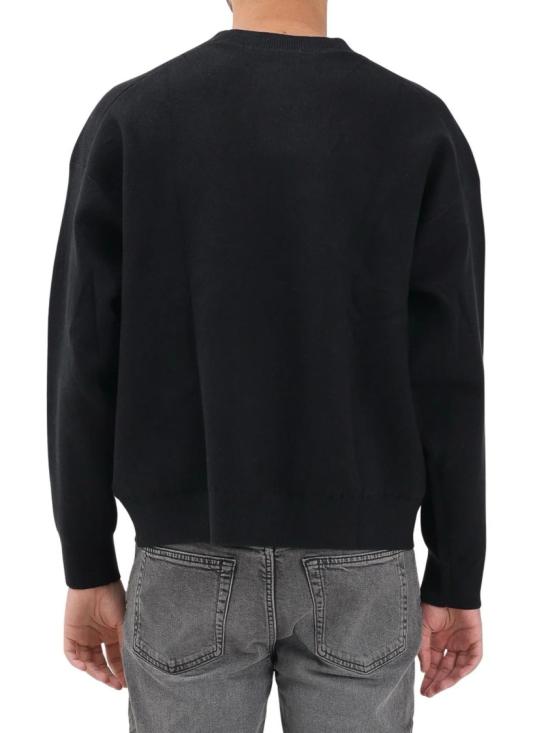 25FW 캘빈클라인 스웨터 자수 로고가 있는 편안한 핏의 블랙 니트 스웨트셔츠 - CALVIN KLEIN