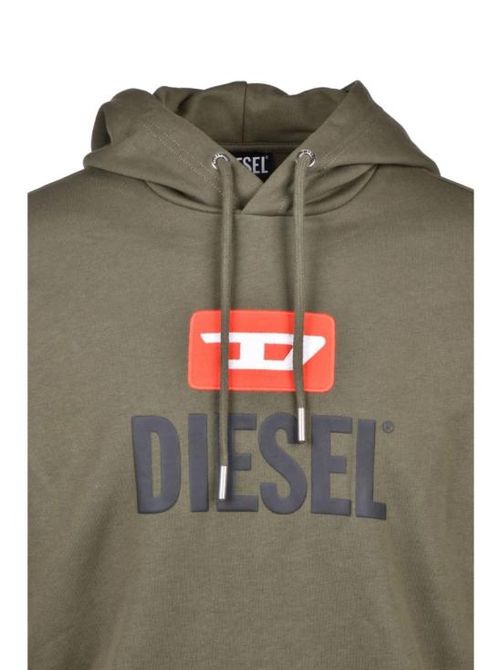  디젤 탑 그린 코튼 로고 후드티 - DIESEL