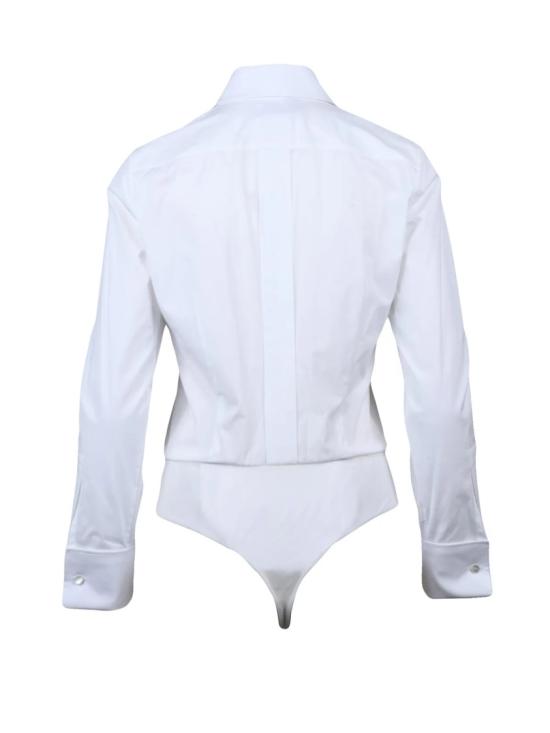 25FW 막스마라 바디수트 티셔츠 화이트 코튼 스트레치 바디수트 - MAX MARA