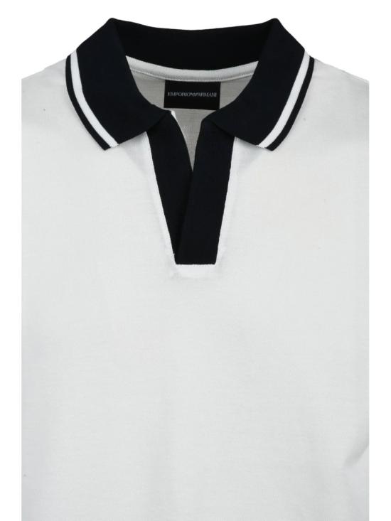 25SS 엠포리오 아르마니 폴로 티셔츠 흰색 면 골지 폴로 셔츠 - EMPORIO ARMANI