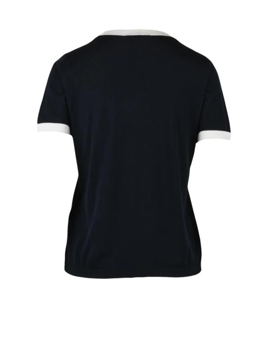 25FW 막스마라 반팔 티셔츠 에지디오 니트 티셔츠, 대비되는 색상의 트림 디테일 - MAX MARA