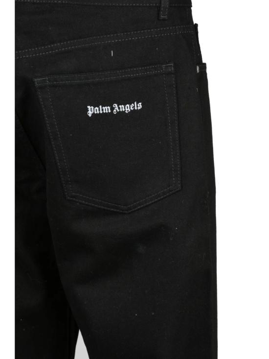 25FW 팜앤젤스 데님 팬츠 블랙 코튼 와이드 레그 진 - PALM ANGELS