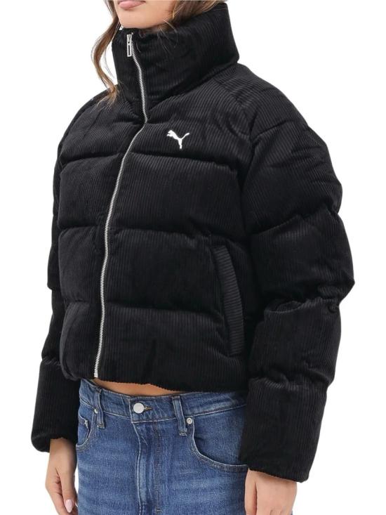 25FW 푸마 숏패딩 블랙 폴리에스터 벨벳 다운 재킷