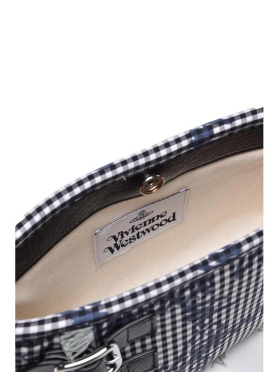 25FW 비비안웨스트우드 크로스백 흰색 폴리에스터 깅엄 - VIVIENNE WESTWOOD