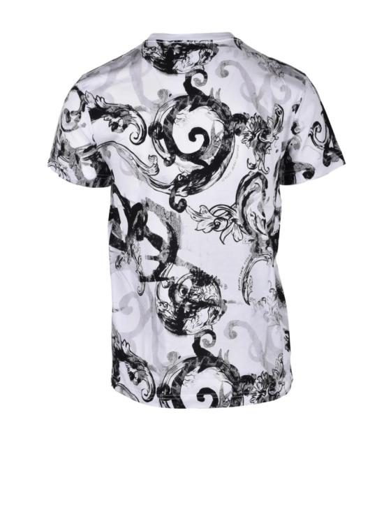  베르사체 반팔 티셔츠 바로크풍 프린트 면 티셔츠 - VERSACE
