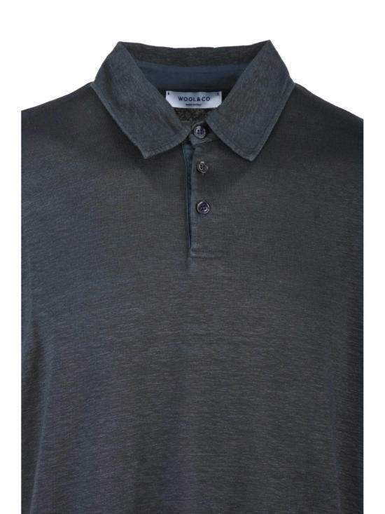 25SS 울앤코 폴로 티셔츠 회색 린넨 혼방 스트레치 폴로 셔츠 - WOOL & CO