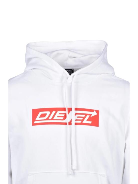  디젤 탑 화이트 코튼 로고 후드티 - DIESEL