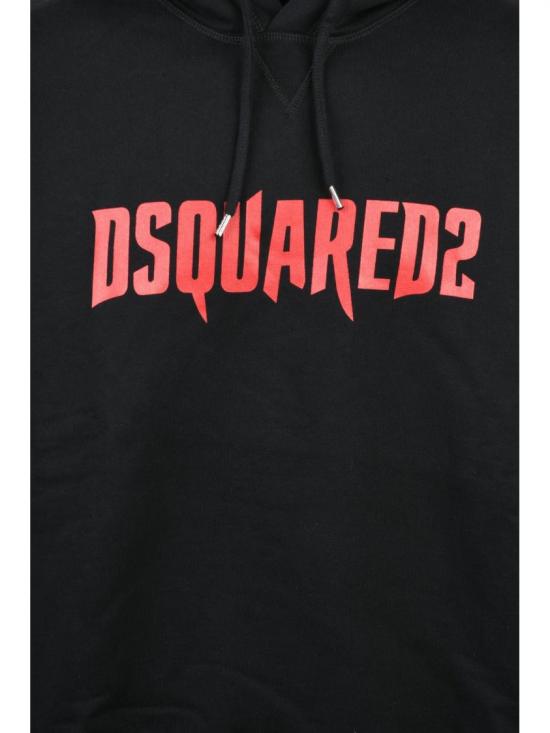 25FW 디스퀘어드2 후드 티셔츠 검정색 면 후드티 - DSQUARED2