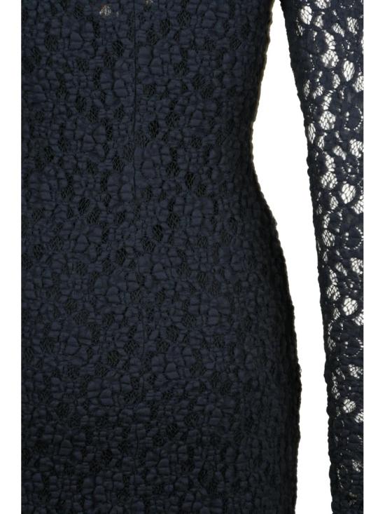 25FW 막스마라 롱 원피스 신축성 있는 부클 소재의 슬림핏 미디 드레스, 시스루 소매 - MAX MARA