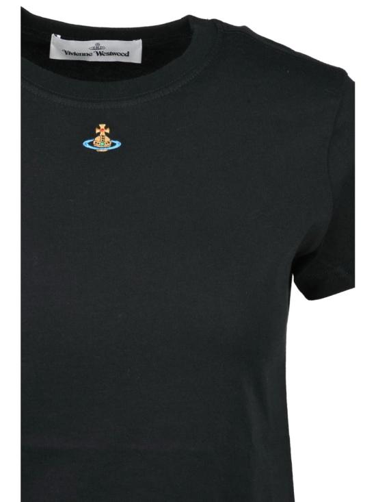 25FW 비비안웨스트우드 반팔 티셔츠 블랙 코튼 로고 티셔츠 - VIVIENNE WESTWOOD