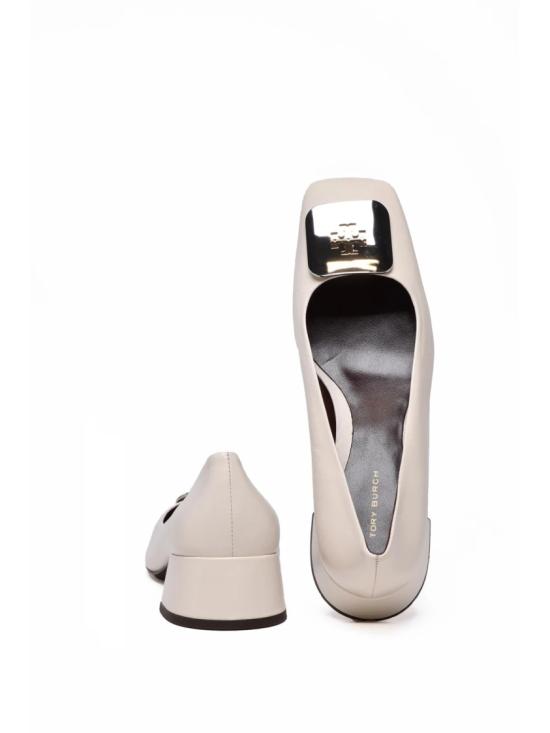 25FW 토리버치 힐/펌프스 크림색 가죽 블록힐 펌프스 - TORY BURCH