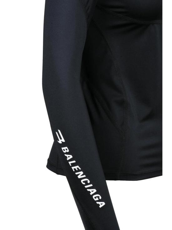 25FW 발렌시아가 긴팔 티셔츠 모던한 실루엣의 몸에 꼭 맞는 블랙 라이크라 - BALENCIAGA