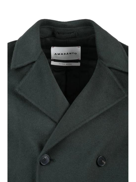 25FW 아마란토 코트 고급스러운 녹색 울-캐시미어 혼방 소재의 더블 브레스트 코트 - AMARANTO