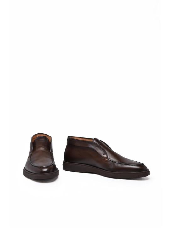 25FW 산토니 부츠 갈색 가죽 처카 - SANTONI