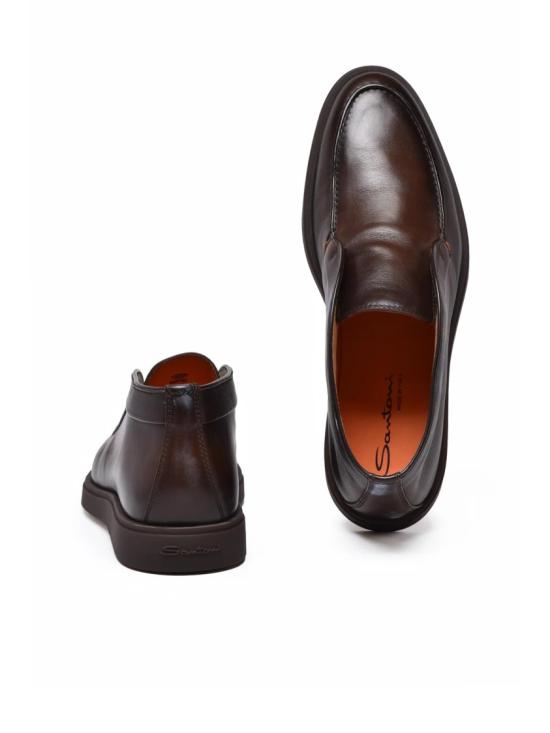 25FW 산토니 부츠 갈색 가죽 처카 - SANTONI