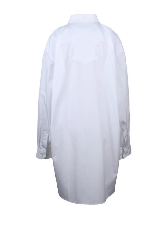 25FW 마르지엘라 셔츠 클래식 칼라와 버튼 여밈이 있는 오버사이즈 긴 흰색 면 셔츠 - MAISON MARGIELA