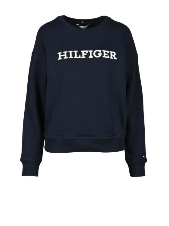  타미힐피거 긴팔 티셔츠 나이트 블루 색상의 면 혼방 크루넥 스웨트셔츠