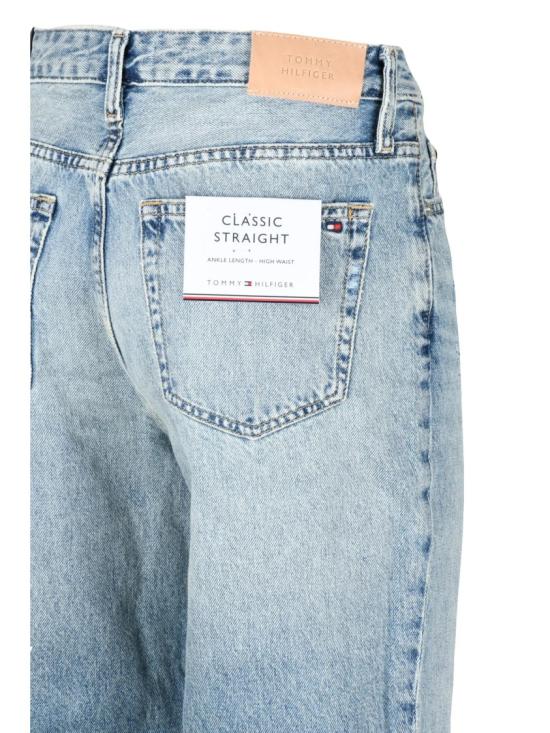  타미힐피거 데님 팬츠 연한 파란색 면 소재의 디스트레스드 진 - TOMMY HILFIGER