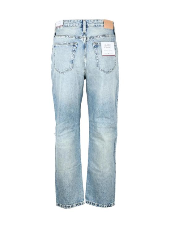  타미힐피거 데님 팬츠 연한 파란색 면 소재의 디스트레스드 진 - TOMMY HILFIGER