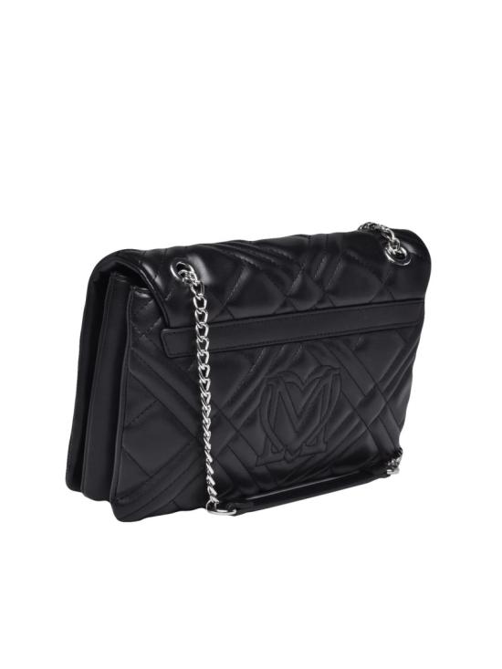 25FW 모스키노 클러치/파우치 블랙 폴리우레탄 퀼팅 크로스바디 백 - MOSCHINO