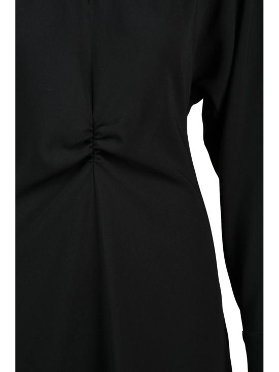 25FW 페니 블랙 숏 원피스 박쥐 소매와 주름 디테일이 있는 미니 드레스 - PENNYBLACK