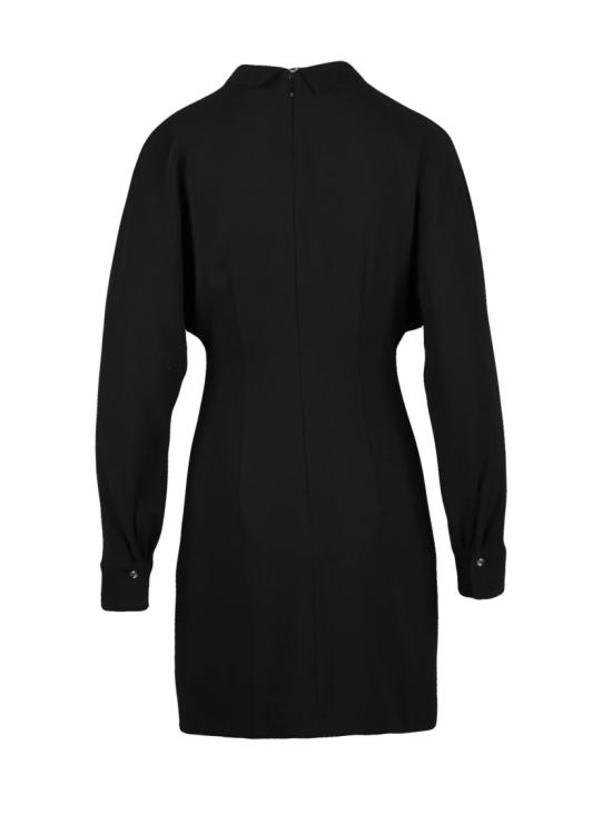 25FW 페니 블랙 숏 원피스 박쥐 소매와 주름 디테일이 있는 미니 드레스 - PENNYBLACK