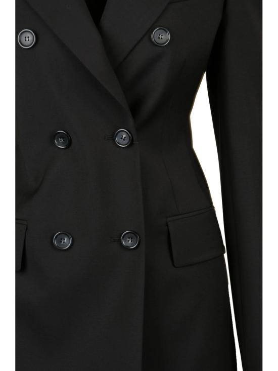 25FW 스포트막스 수트 자켓 블랙 버진 울 더블 브레스트 재킷 - SPORTMAX