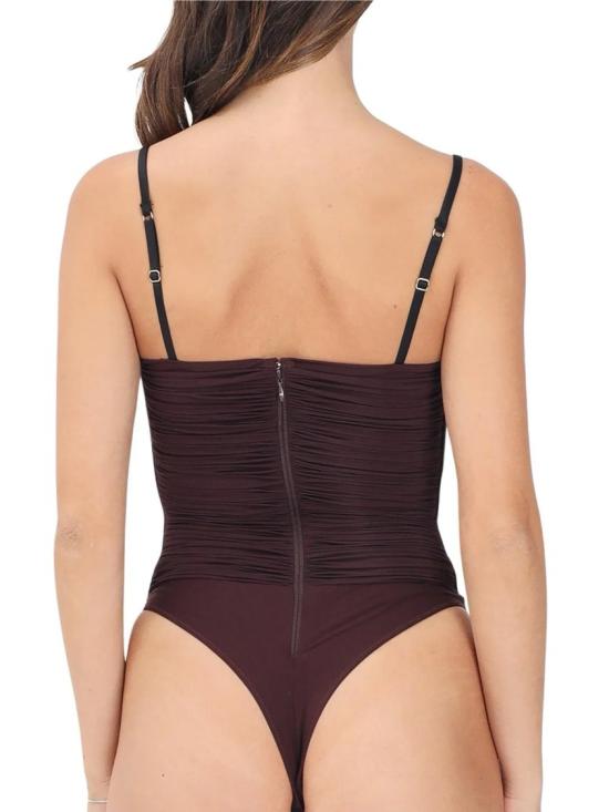 25FW 엘리자베타프랜치 바디수트 티셔츠 보라색 비스코스 혼방 코르셋 보디수트 - ELISABETTA FRANCHI