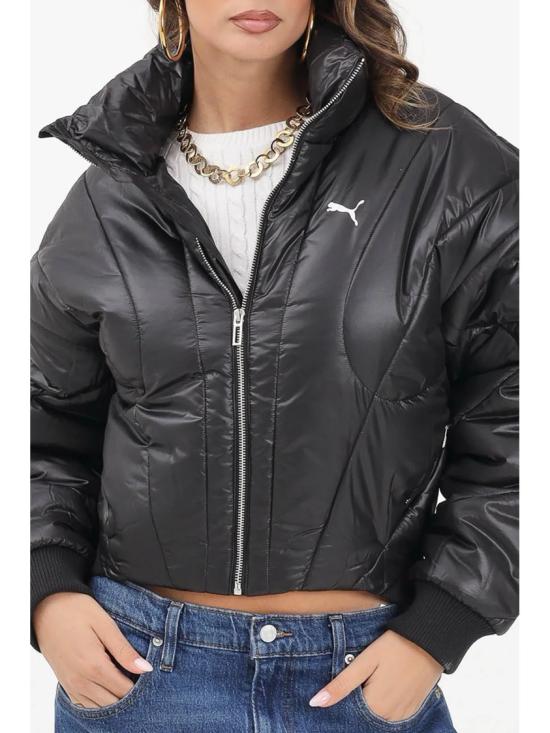 25FW 푸마 숏패딩 블랙 폴리에스터 퀼팅 다운 재킷 - PUMA